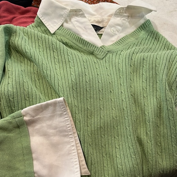 collared long sleeve cropped shirt with vest attached - Picture 3 of 3